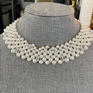 Classic Ivory Pearl Multi-Strand Choker Necklace